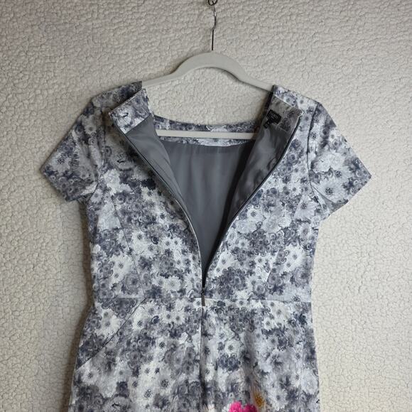 Talbots 6P Floral Cotton Square neckline Classy Dopamine happy dress Bodycon Zip - Picture 15 of 15